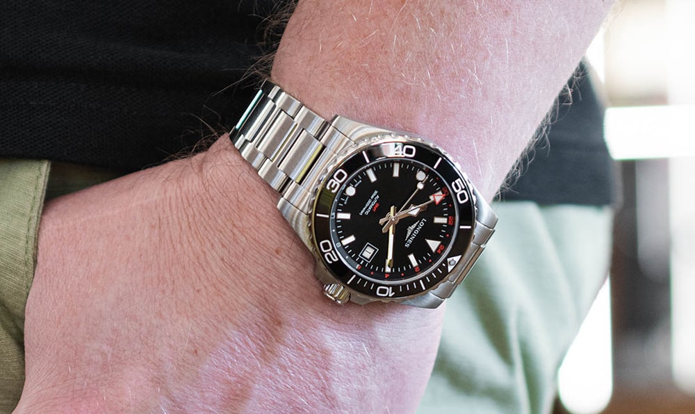 hodinky Longines HydroConquest GMT L3.790.4.56.6 na pánské ruce